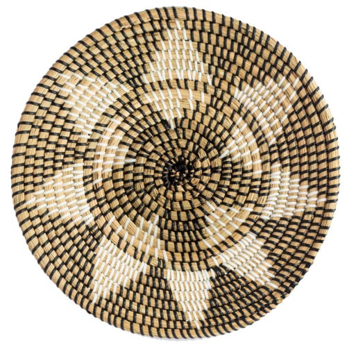 Helios Flower Pattern Handcrafted Wicker Rattan Wall Hanging Basket Bowl Tray Decorative For Living Room Bedroom