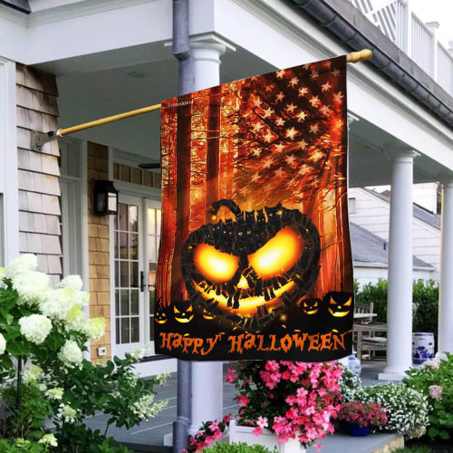 Happy Halloween Black Cats And Scary Pumpkin Garden Flag House Flag