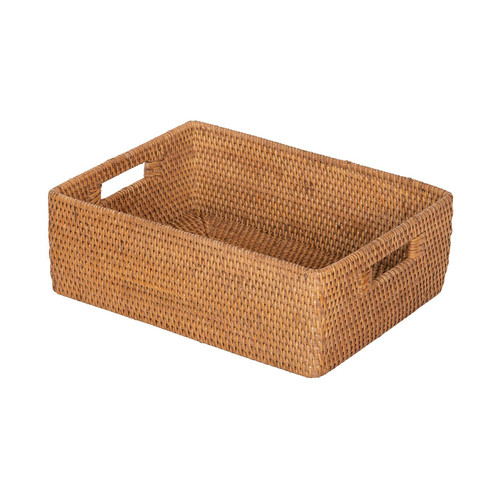 Honey Brown Color Handcrafted Hand-woven Rattan Shelf Organizing Storage Basket Decorative For Kitchen Bathroom Living Room Bedroom