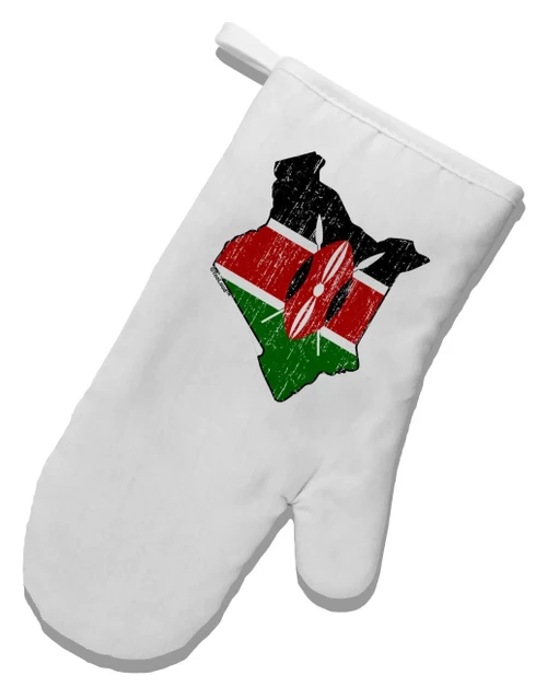 Kenya Flag Silhouette Distressed Design Oven Mitts
