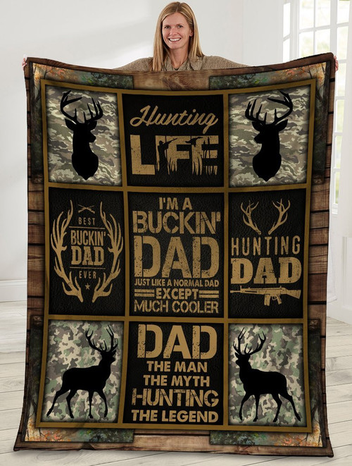 A Buckin' Dad Deer Hunting Gift For Father Design Sherpa Fleece Blanket