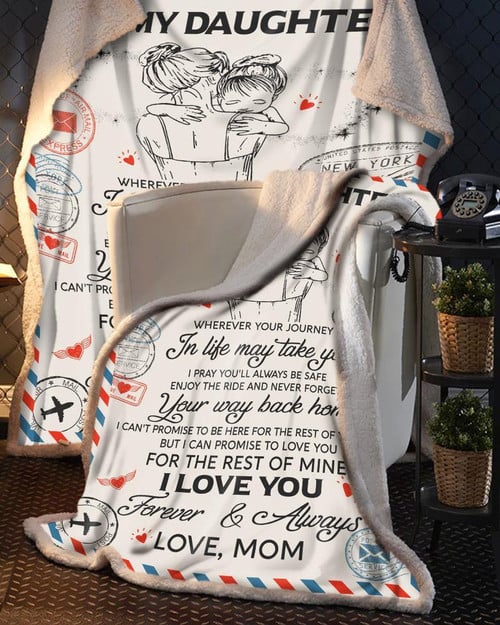 Zalooo I Love You Mom Gift For Daughter Beautiful Design Sherpa Fleece Blanket