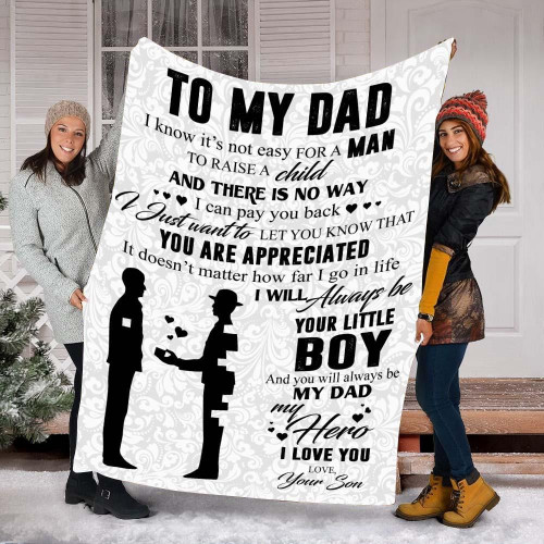 Always Be Your Little Boy Gift For Dad Cool Design Sherpa Fleece Blanket