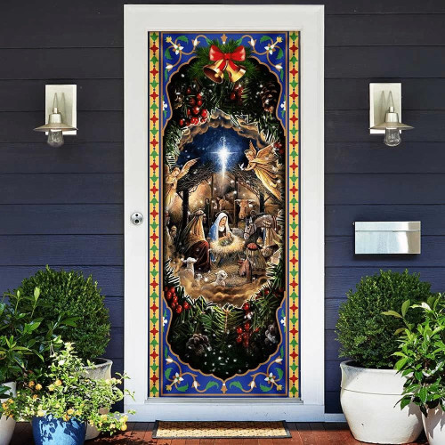 Jesus Christ When He Born To Jesus Lover Door Cover Home Decor