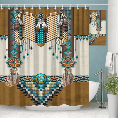 Brown Pattern Breastplate Native American Printed Shower Curtain