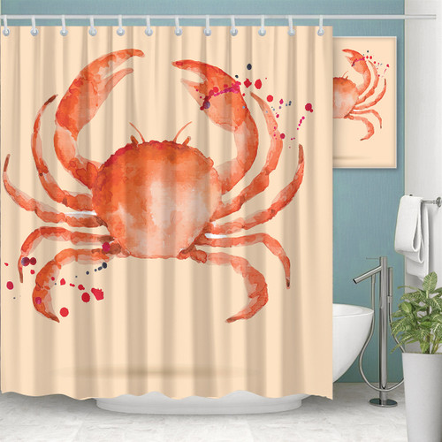 Sea Animals Theme Crabs Pattern Printed Shower Curtain Home Decor