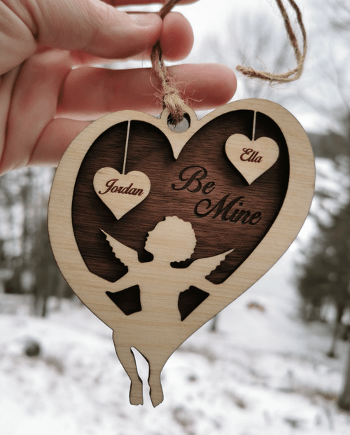 Two Layered Valentine Wood Ornaments Decor Gift