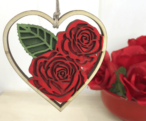 Red Rose Heart Valentines Day Ornament Gift For Valentine