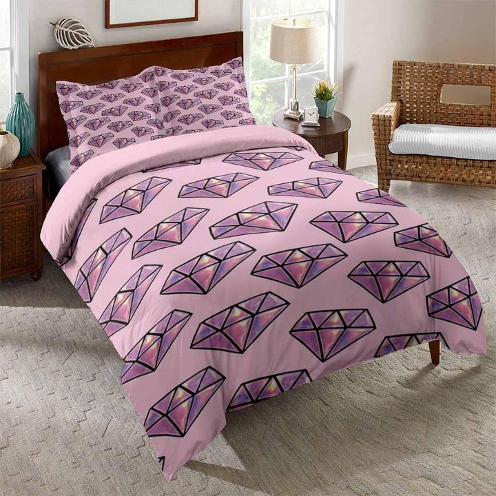 New Diamond Pink Theme Printed Homebedding Beds Set For Kids Girls Student Bedroom