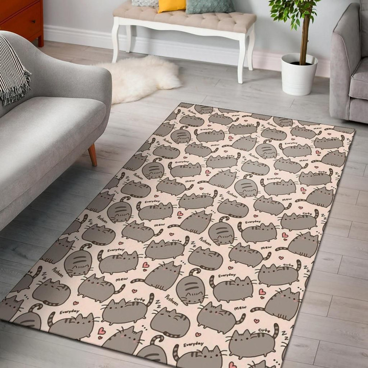 Cute Pusheen Cat Pattern 3d Printed Area Rug Carpet Home Decor