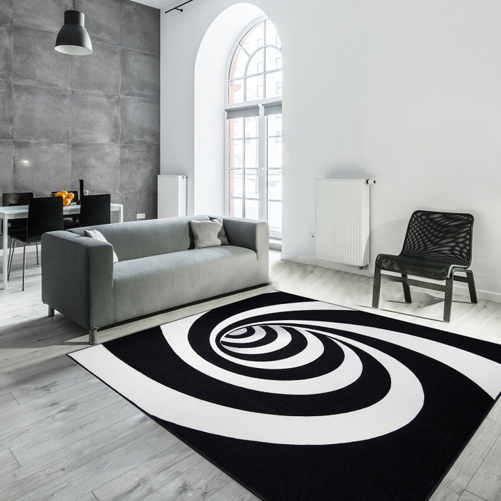 3d Spiral Hole White And Black Home Decor Rug Carpet