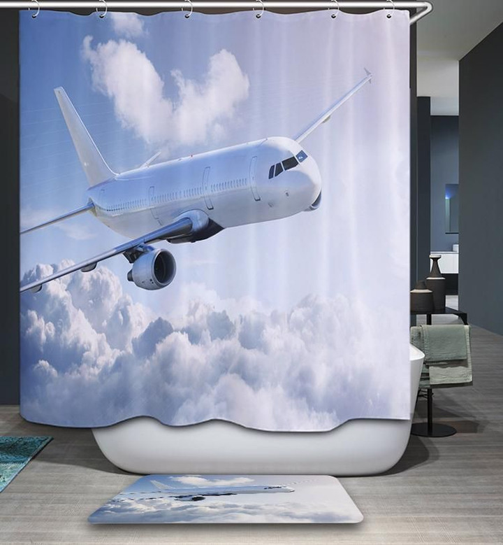 Big Sky Airplane Art Design 3D Printed Shower Curtain