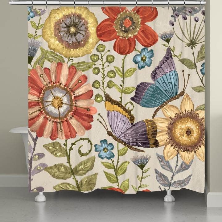 Boho Butterfly Garden Shower Curtain Custom Design High Quality Home Bathroom Home Decor