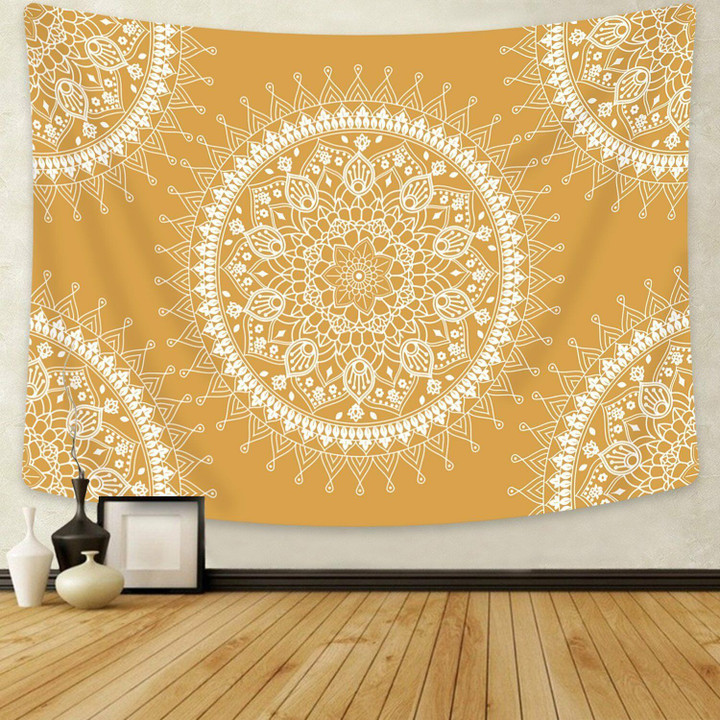 USA Yellow Mandala Tapestry Indian Wall Hanging Home Decor