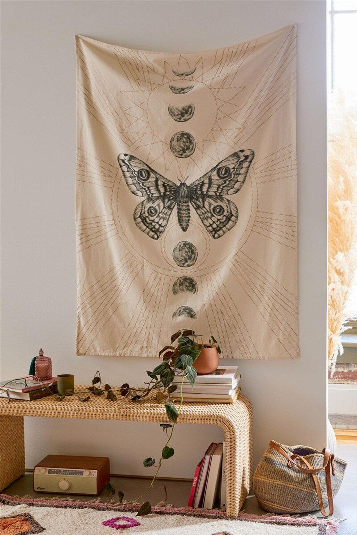 Moon Moth Tapestry Wall Hanging Hippie Home Decor