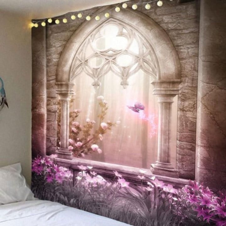 Magical Castle Wall Hanging Tapestry Flower Tapestry Wall Decor Room Bedspread Bedroom