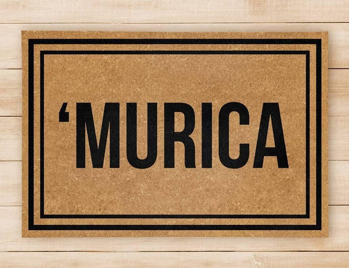 American Murica Black Square Outline Beige Door Mat Home Decor