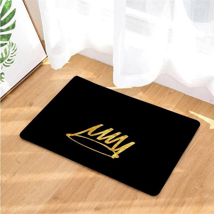 born sinner crown gold doormats Waterproof Easy Clean for Indoor & Outdoor