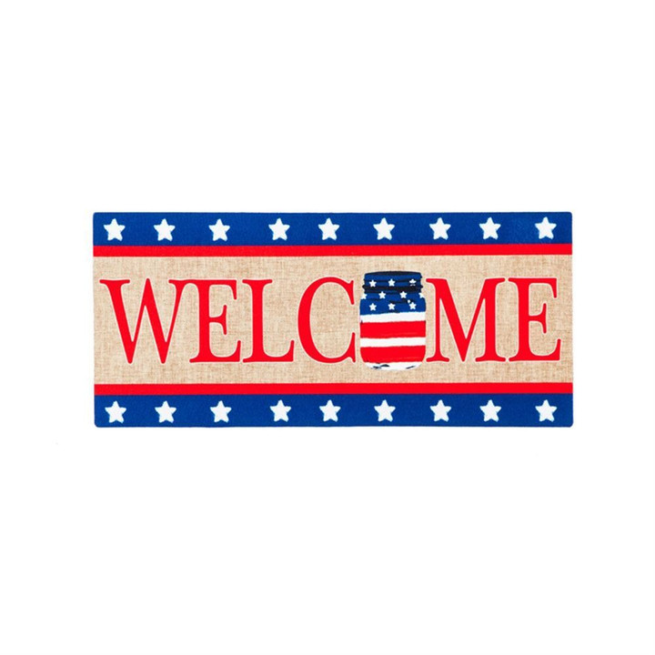 Patriotic Mason Jar Welcome Non-Slip Printed Doormat Home Decor Gift Ideas