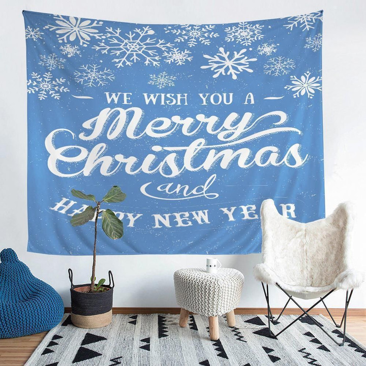 Anime Christmas Theme Happy New Year Pattern Tapestry Wall Hanging Living Room Decor