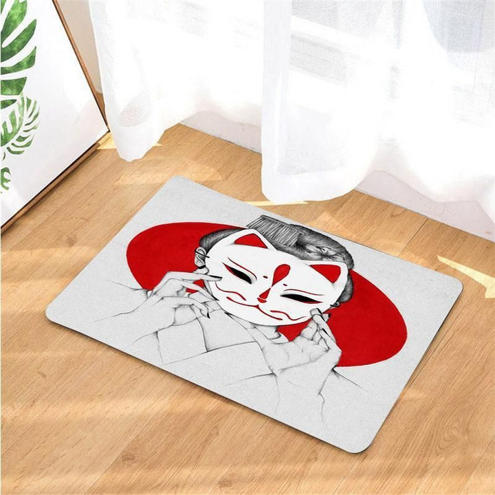 Desenho De Mascara Kitsune Non-Slip Printed Doormat Home Decor Gift Ideas