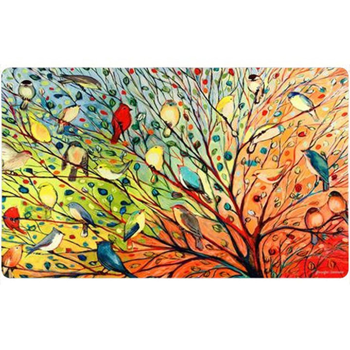Tree Birds Colorful Design Non-Slip Printed Doormat Home Decor Gift Ideas