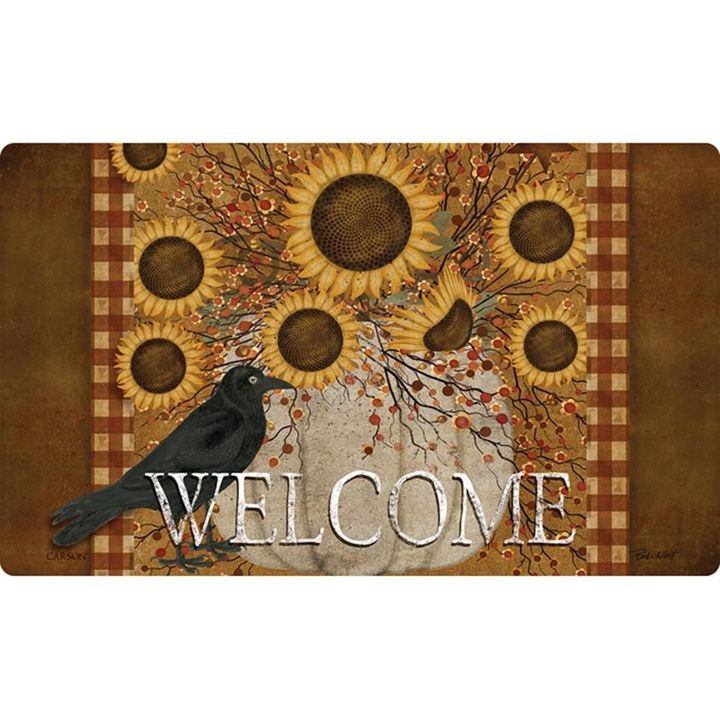 Pumpkin And Sunflowers Welcome Non-Slip Printed Doormat Design For Home Decor