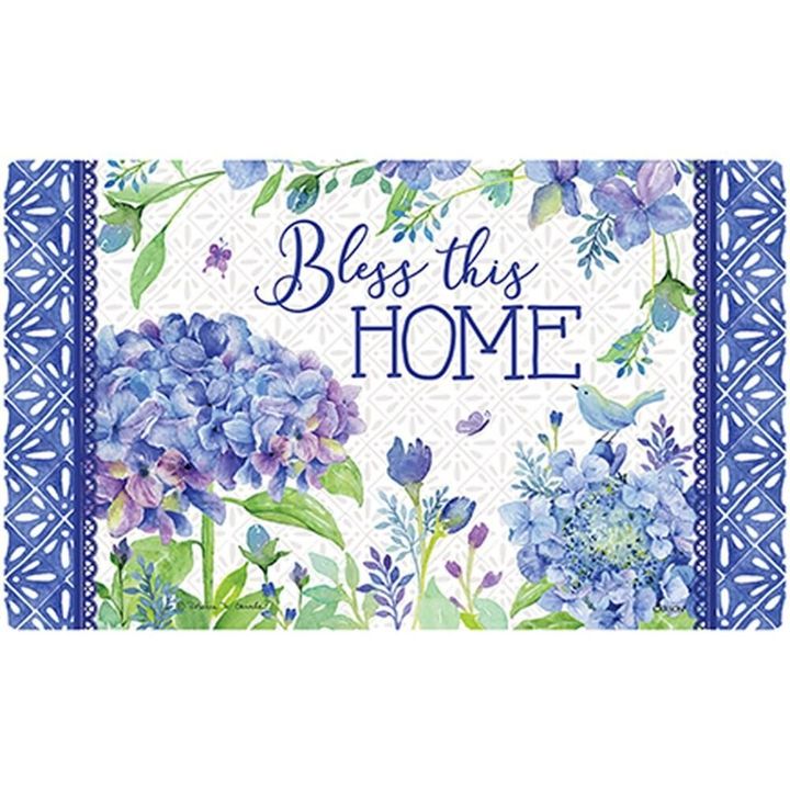 Petals And Patterns Bles This Home Non-Slip Printed Doormat