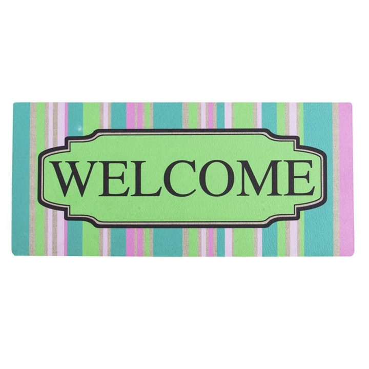Non-Slip Printed Doormat Stripe Welcome Custom Design For Home Decor