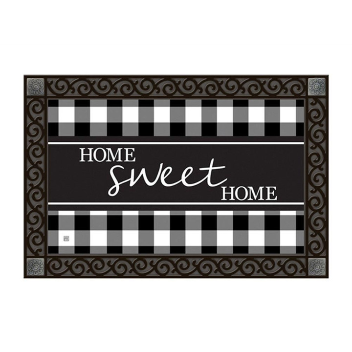 Black And White Checkered Home Sweet Home Non-Slip Printed Doormat