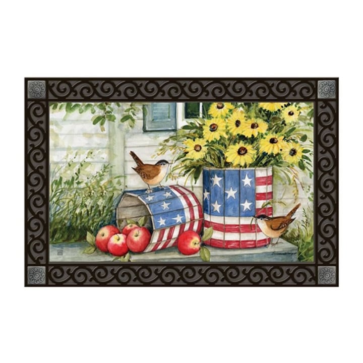 Patriotic Planters Flower And Birds Non-Slip Printed Doormat Home Decor Gift Ideas