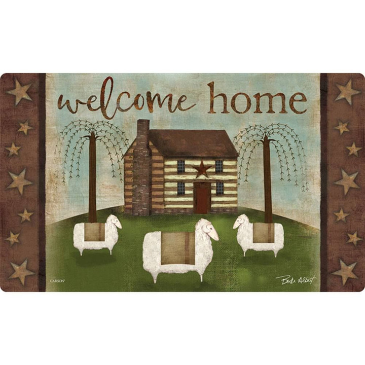 Non-Slip Printed Doormat Log Cabin Sheep Welcome Home Design For Home Decor