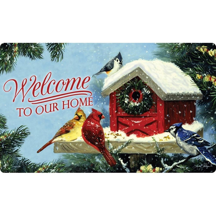Christmas Songbirds Welcome To Our Home Non-Slip Printed Doormat Home Decor