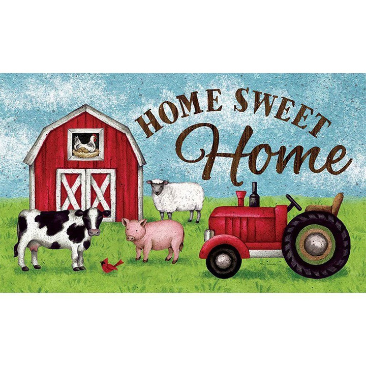 Tractor And Barn Home Sweet Home Non-Slip Printed Doormat Design For Home Decor
