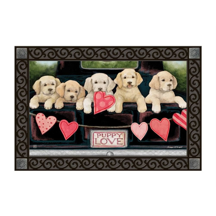 Puppy Love Non-Slip Printed Doormat Great Gift For Puppy Lovers