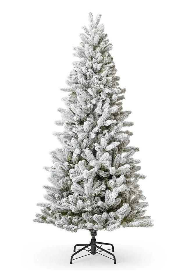 6.5' King White Snow Flocked Artificial Unlit Christmas Tree Home Decor
