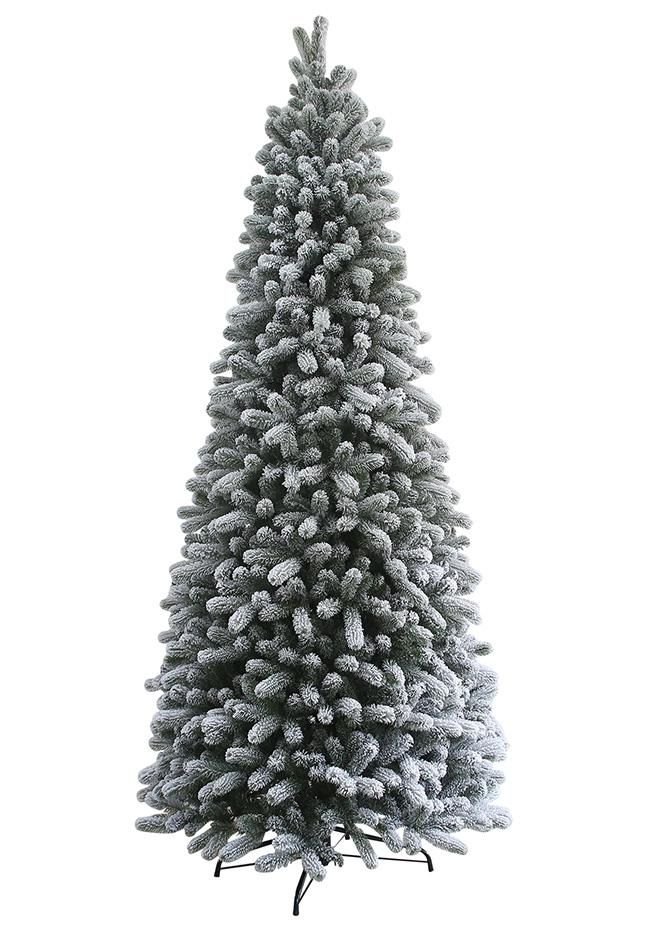 12' King White Snow Flocked Slim Quick-Shape Artificial Unlit Christmas Tree Home Decor