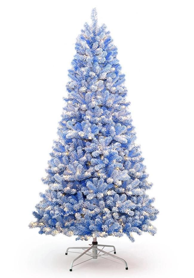 7.5' Blue Flock Artificial Unlit Christmas Tree Home Decor