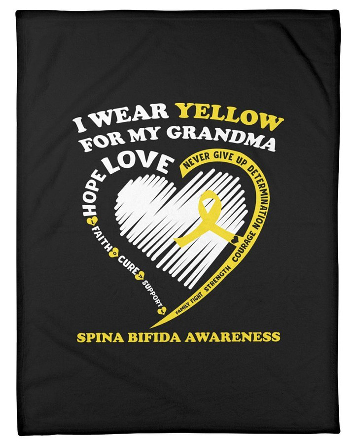 I Wear Yellow For My Grandma Yellow Ribbon Bone Cancer Gifts Fleece Blanket