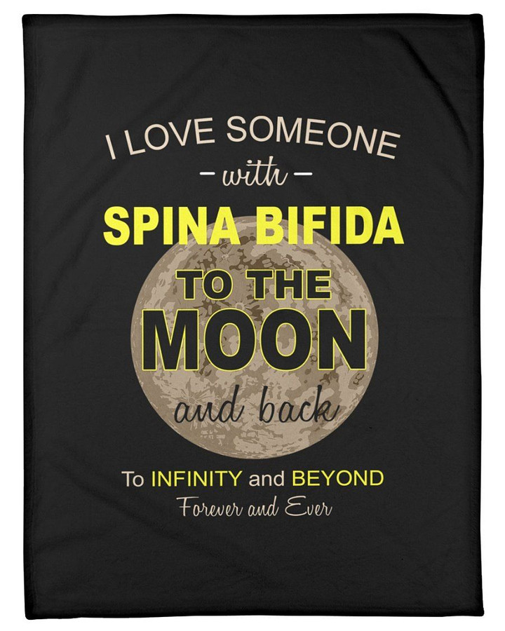 I Love Someone With Spina Bifida To The Moon Gifts Fleece Blanket