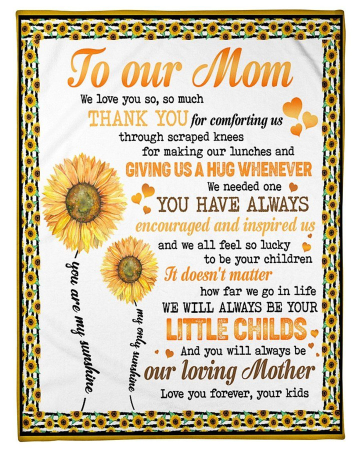 Sunflower Lovely Message Form Kids Gifts For Moms Fleece Blanket