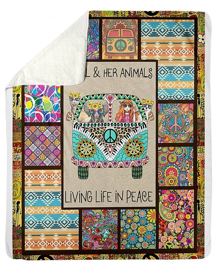 Market Trendz A Girl And Her Animals Living Life In Peace Birthday Gift Fleece Blanket