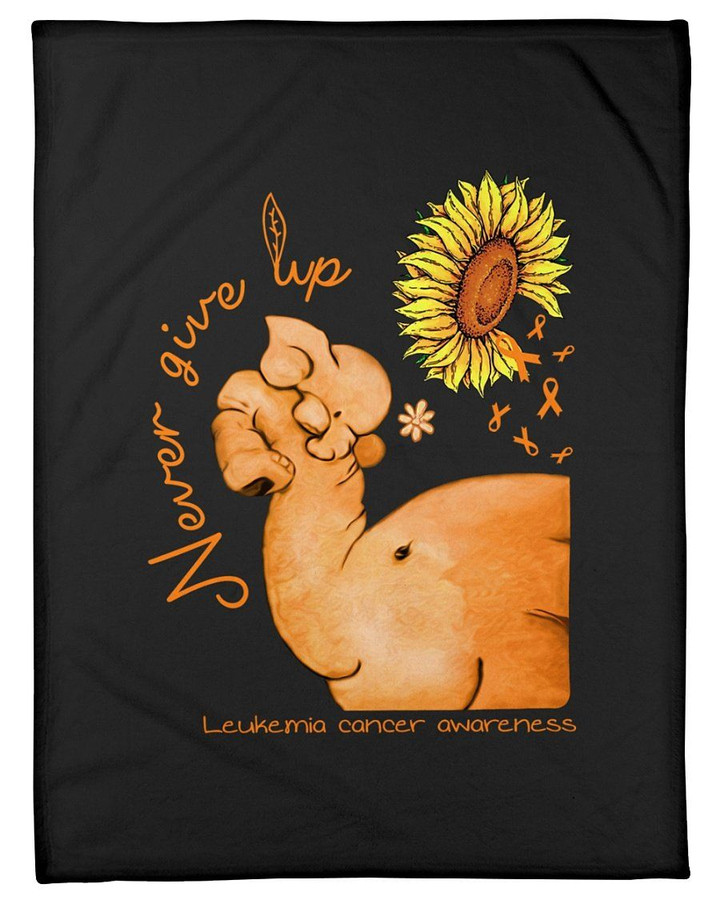 Never Give Up Orange Ribbon Kidney Cancer Gifts Fleece Blanket