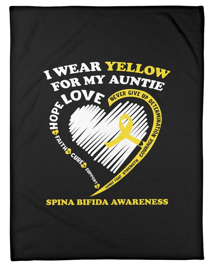 I Wear Yellow For My Auntie Yellow Ribbon Bone Cancer Gifts Fleece Blanket