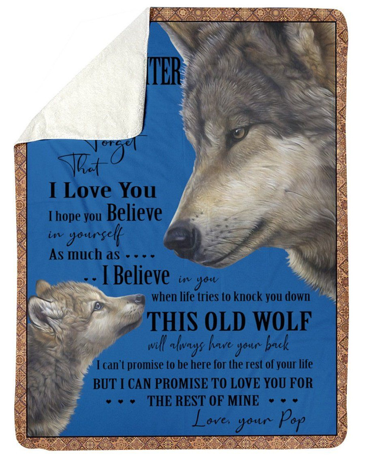 Wolf Love Message Of Pop To Granddaughter Fleece Blanket