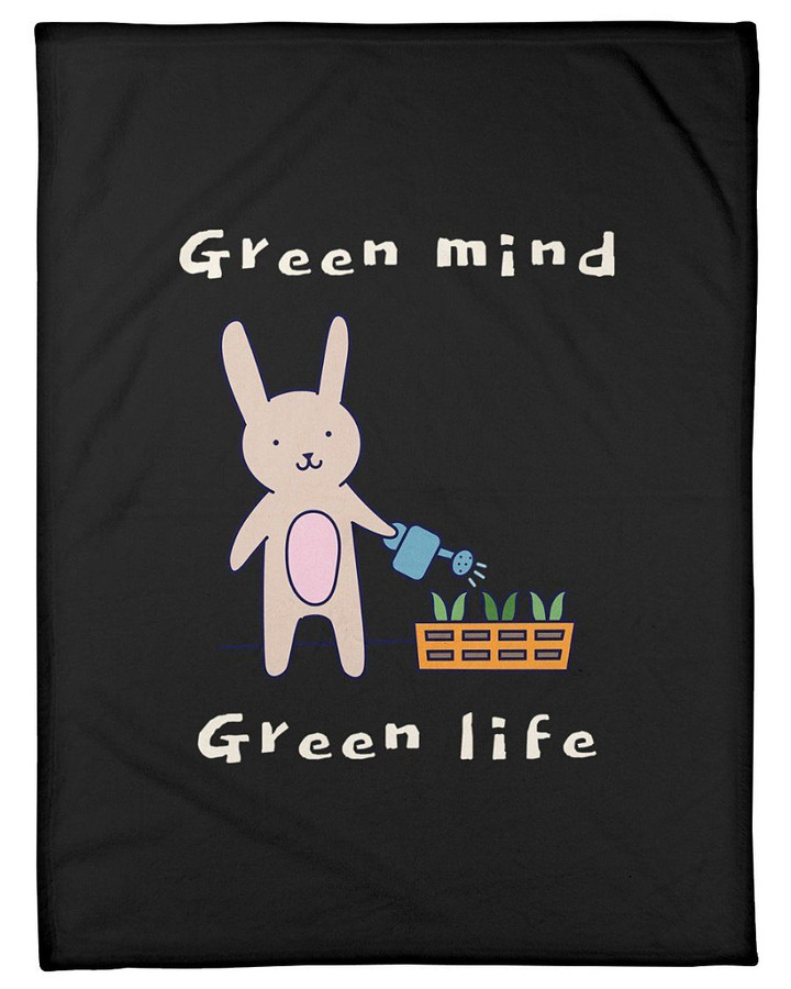 Rabbit Green Mind Green Life Fleece Blanket