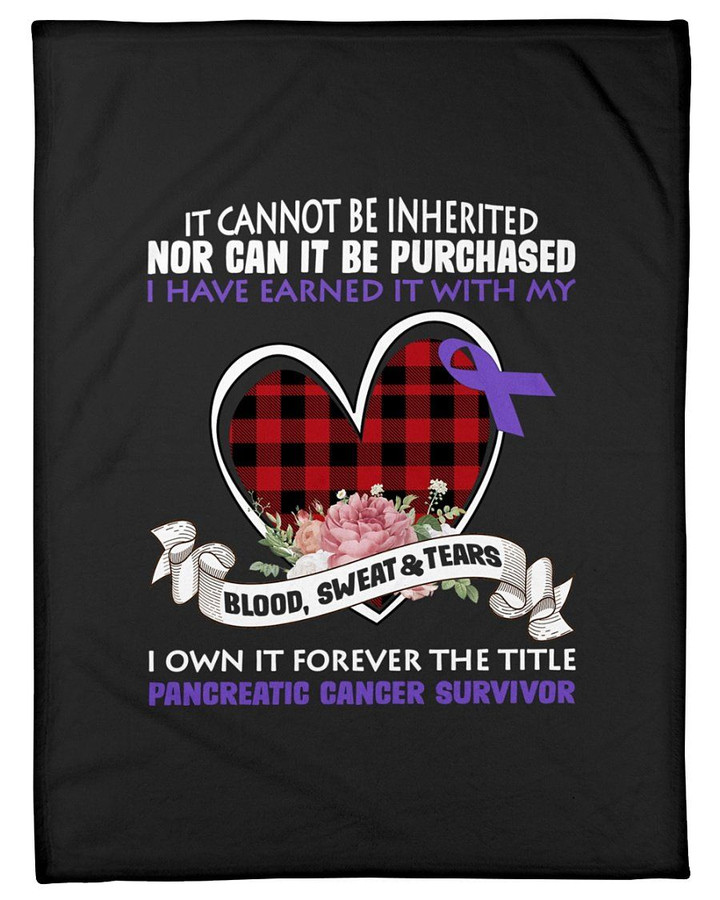 It Cannot Be Inhertited Nor Can It Be Purchased Purple Ribbon Pancreatic Cancer Gifts Fleece Blanket