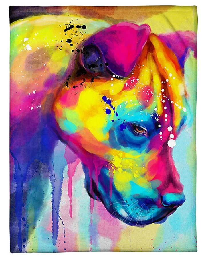 Sad Pitbull Water Color Gifts For Dog Lovers Fleece Blanket