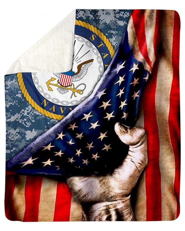 United States Navy American Flag Fleece Blanket