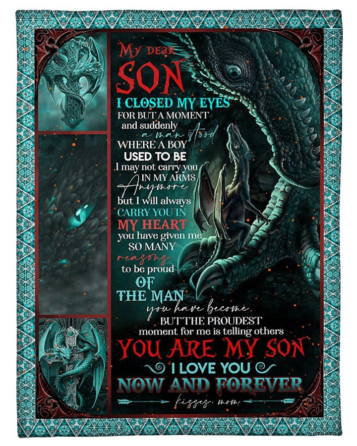 Dragon Love Message Of Mom To Son Trending For Family Fleece Blanket